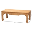 Pemberly Row Natural Rattan Ming-Style Coffee Table with Flared Edges