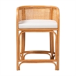 Pemberly Row Natural Rattan Counter Stool with Woven Backrest and Cushion