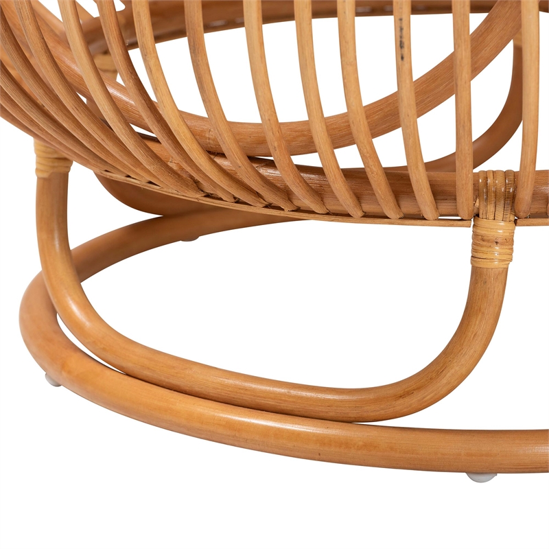 Pemberly Row Natural Rattan Round Lantern-Shaped Coffee Table