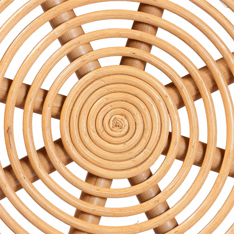 Pemberly Row Natural Rattan Round Lantern-Shaped Coffee Table