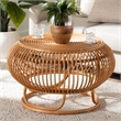 Pemberly Row Natural Rattan Round Lantern-Shaped Coffee Table