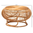 Pemberly Row Natural Rattan Round Lantern-Shaped Coffee Table