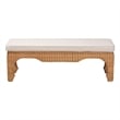 Pemberly Row Natural Rattan Ming-Style Accent Bench with Removable Cushion