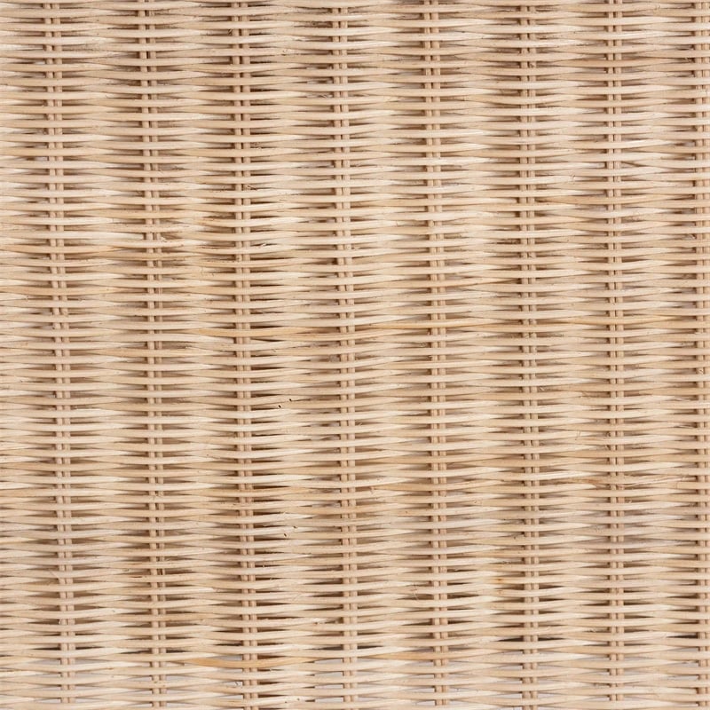 Pemberly Row Natural Rattan Coffee Table with Open Shelf and Braided Trim