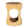 Pemberly Row Hand-Carved Suar Wood Barrel Side Table with Open Design