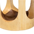 Pemberly Row Hand-Carved Suar Wood Barrel Side Table with Open Design