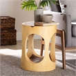Pemberly Row Hand-Carved Suar Wood Barrel Side Table with Open Design