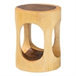 Pemberly Row Hand-Carved Suar Wood Barrel Side Table with Open Design