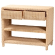 Pemberly Row Japandi Rattan Console Table with 2 Drawers and 2 Shelves