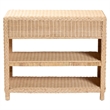 Pemberly Row Japandi Rattan Console Table with 2 Drawers and 2 Shelves