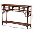 Pemberly Row Tortoise Finish Rattan Console Table with Open Shelf