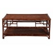 Pemberly Row Tortoise Finish Rattan Coffee Table with Open Shelf