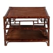 Pemberly Row Tortoise Finish Rattan Coffee Table with Open Shelf