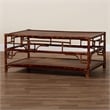 Pemberly Row Tortoise Finish Rattan Coffee Table with Open Shelf