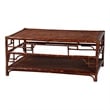 Pemberly Row Tortoise Finish Rattan Coffee Table with Open Shelf
