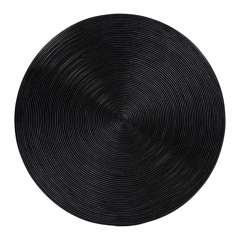 Pemberly Row Laminated Natural Rattan Round Drum Coffee Table