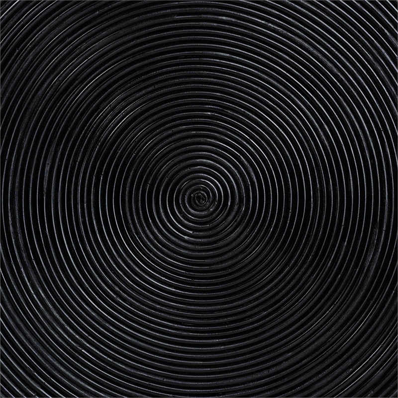 Pemberly Row Laminated Natural Rattan Round Drum Coffee Table