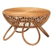 Pemberly Row Natural Rattan Round Coffee Table with Splayed Legs