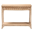 Pemberly Row Braided Natural Rattan Console Table with Open Shelf