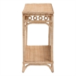 Pemberly Row Braided Natural Rattan Console Table with Open Shelf