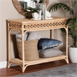 Pemberly Row Braided Natural Rattan Console Table with Open Shelf