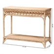Pemberly Row Braided Natural Rattan Console Table with Open Shelf