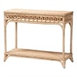 Pemberly Row Braided Natural Rattan Console Table with Open Shelf