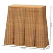 Pemberly Row Natural Rattan Scalloped Console Table with Metal Frame