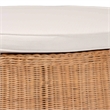 Pemberly Row Round Scalloped Rattan Ottoman with Removable Cushion