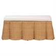 Pemberly Row Rectangular Scalloped Rattan Ottoman with Removable Cushion