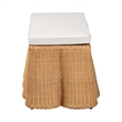 Pemberly Row Rectangular Scalloped Rattan Ottoman with Removable Cushion