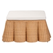 Pemberly Row Square Scalloped Rattan Ottoman with Removable Cushion