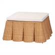 Pemberly Row Square Scalloped Rattan Ottoman with Removable Cushion