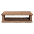 Pemberly Row Handwoven Seagrass Coffee Table with Basketweave and Shelf