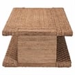 Pemberly Row Handwoven Seagrass Coffee Table with Basketweave and Shelf