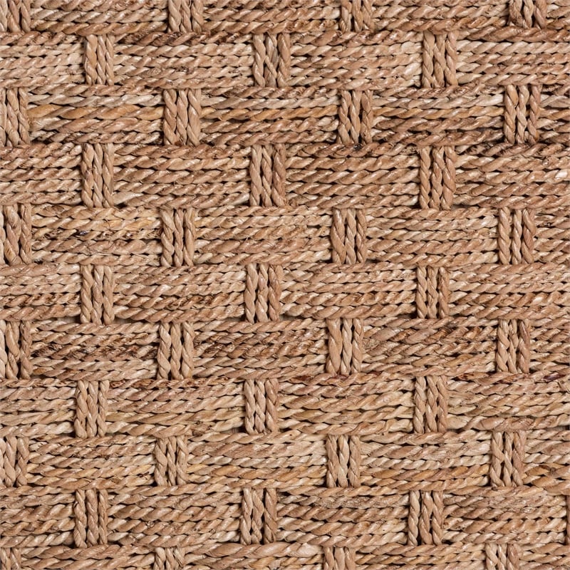 Pemberly Row Handwoven Seagrass Coffee Table with Basketweave and Shelf