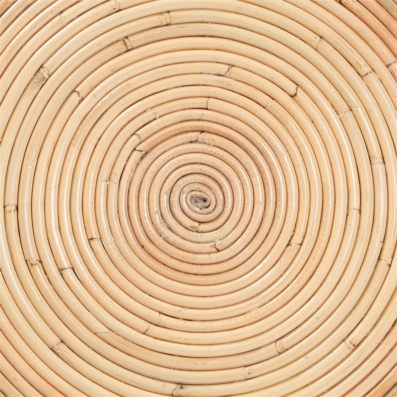 Pemberly Row Laminated Rattan Hourglass Side Table with Round Top