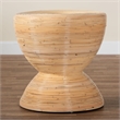 Pemberly Row Laminated Rattan Hourglass Side Table with Round Top