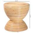 Pemberly Row Laminated Rattan Hourglass Side Table with Round Top