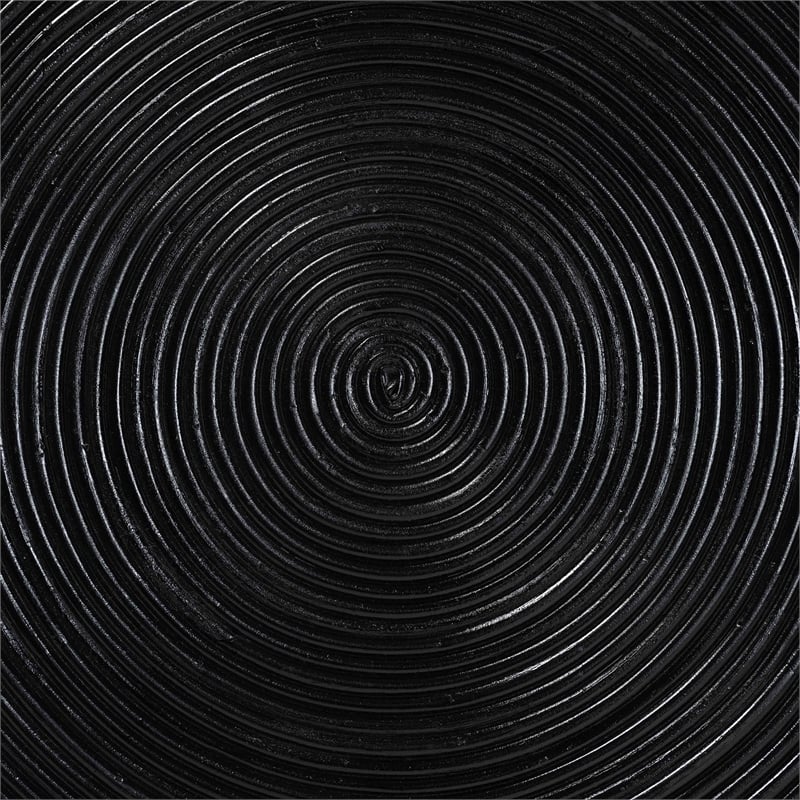 Pemberly Row Laminated Rattan Hourglass Side Table in Natural Finish