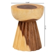 Pemberly Row Hand-Carved Suar Wood Pedestal Side Table with Scalloped Edge