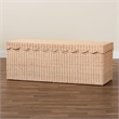 Pemberly Row Scalloped Natural Rattan Storage Bench with Lift-Top Lid