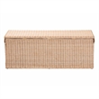 Pemberly Row Scalloped Natural Rattan Storage Bench with Lift-Top Lid