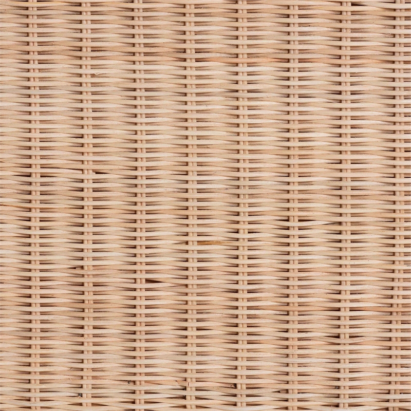 Pemberly Row Scalloped Natural Rattan Storage Bench with Lift-Top Lid