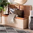 Pemberly Row Scalloped Natural Rattan Storage Bench with Lift-Top Lid