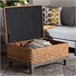 Pemberly Row Seagrass Basketweave Storage Ottoman with Lift-Top and Legs