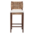 Pemberly Row Handwoven Seagrass Bar Stool with Mahogany Frame and Footrest