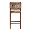 Pemberly Row Handwoven Seagrass Bar Stool with Mahogany Frame and Footrest
