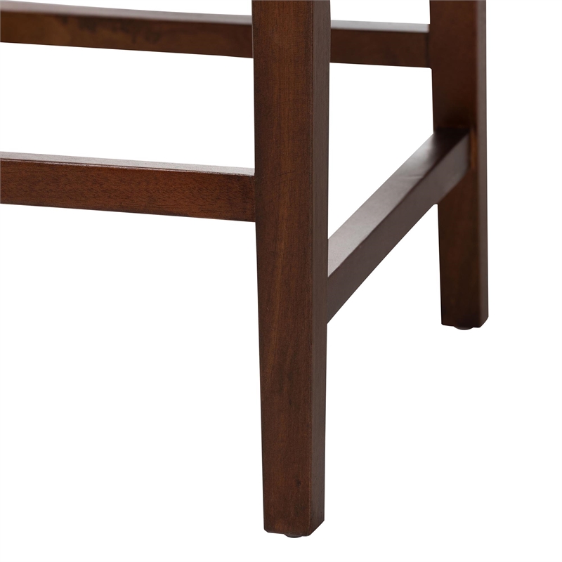 Pemberly Row Handwoven Seagrass Bar Stool with Mahogany Frame and Footrest