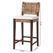 Pemberly Row Handwoven Seagrass Bar Stool with Mahogany Frame and Footrest